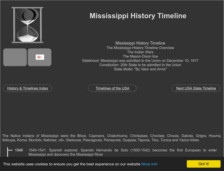 Siteseen: Mississippi History Timeline Article