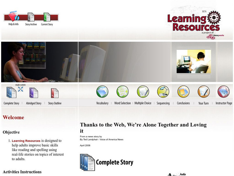 Literacy Works: Thanks to the Web, We're Alone Together and Loving It Website Literacy Works: Thanks to the Web, We're Alone Together and Loving It Website