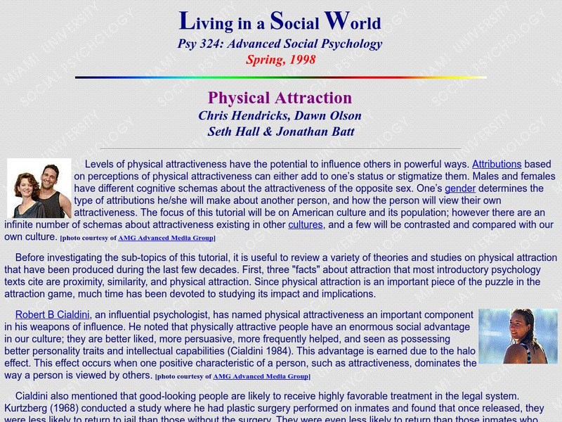 Miami University: Living in a Social World: Physical Attraction Professional Doc Miami University: Living in a Social World: Physical Attraction Professional Doc