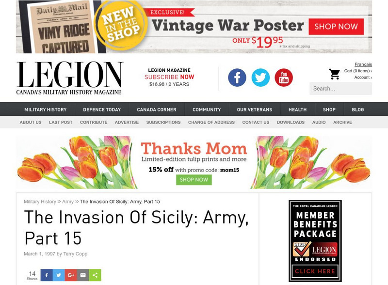 Legion Magazine: The Invasion of Sicily Handout Legion Magazine: The Invasion of Sicily Handout