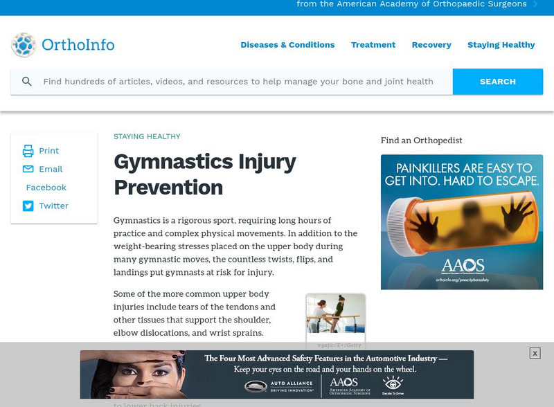American Academy of Orthopaedic Surgeons: Tips to Prevent Gymnastic Injuries Article