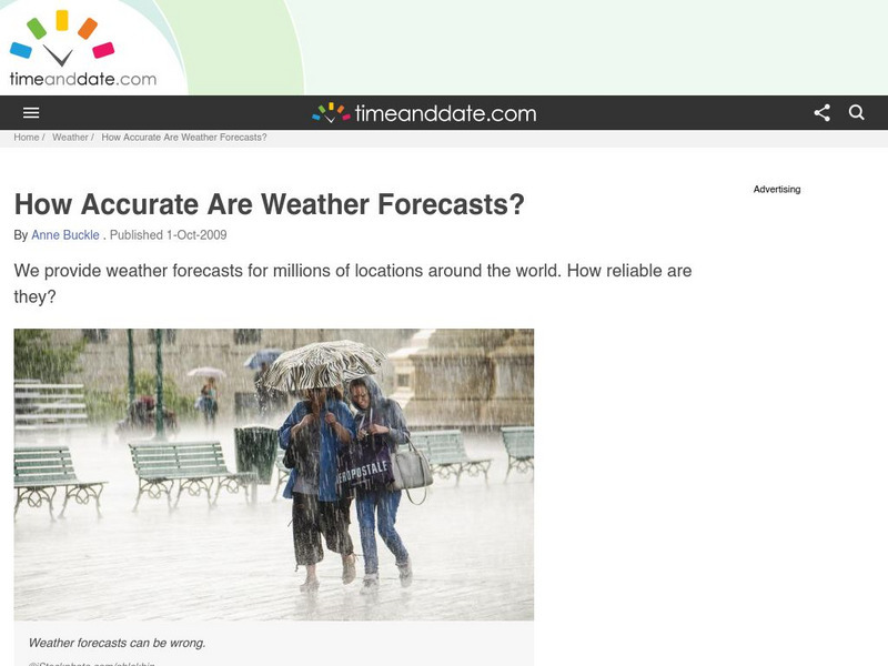 Time and Date: Weather: Accuracy of Weather Forecasts in Time Handout Time and Date: Weather: Accuracy of Weather Forecasts in Time Handout