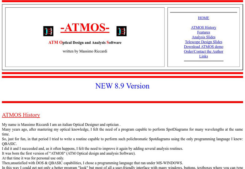 Atmos: Optical Design and Analysis Software Website Atmos: Optical Design and Analysis Software Website