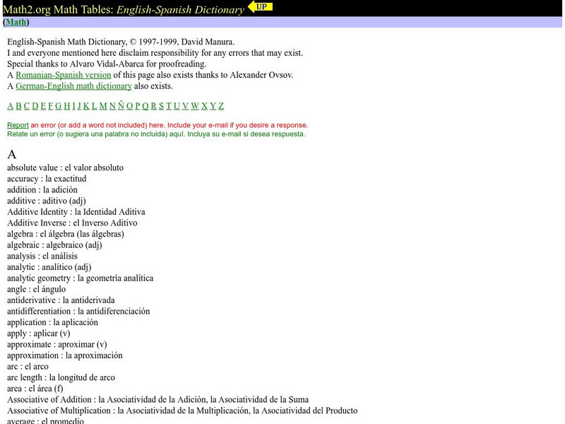 Dave's Math Tables: Spanish English Math Dictionary Handout Dave's Math Tables: Spanish English Math Dictionary Handout