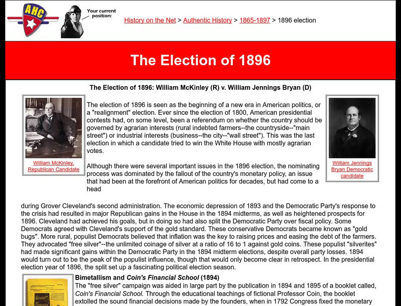 Authentic History Center: The Election of 1896 Website Authentic History Center: The Election of 1896 Website