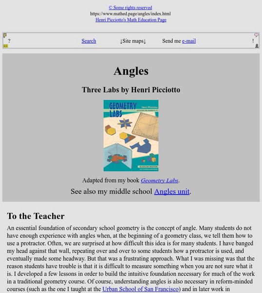 Math Ed Page: Angles: A Set of Three Lessons Lesson Plan Math Ed Page: Angles: A Set of Three Lessons Lesson Plan