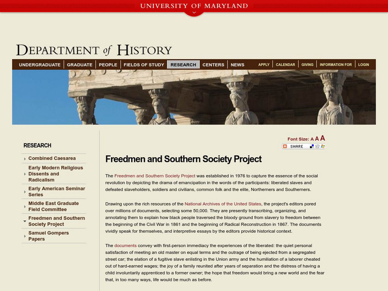 Department of History: Freedmen and Southern Society Project Website Department of History: Freedmen and Southern Society Project Website