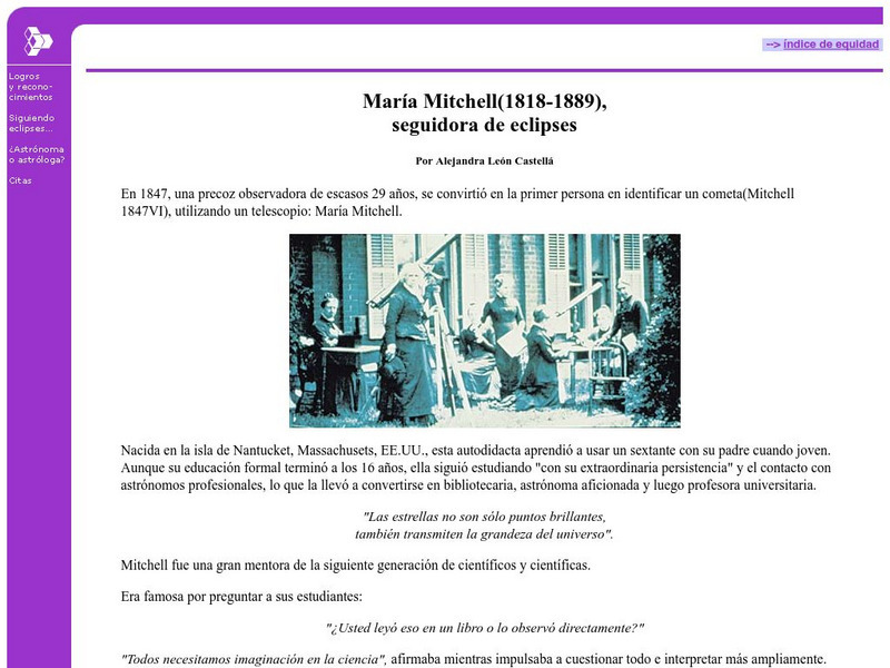 Cientec: Maria Mitchell Sequidora De Eclipses Handout Cientec: Maria Mitchell Sequidora De Eclipses Handout