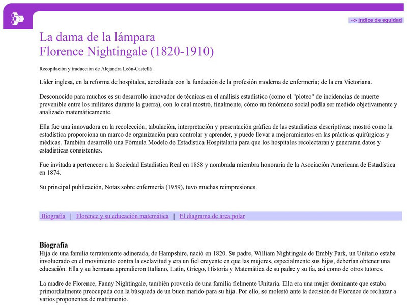 Cientec: La Dama De La Lampara Florence Nightingale (1820 1910) Handout Cientec: La Dama De La Lampara Florence Nightingale (1820 1910) Handout