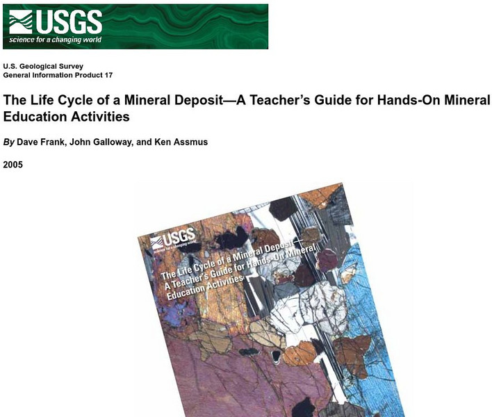 U.s. Geological Survey: The Life Cycle of a Mineral Deposit [Pdf] Lesson Plan