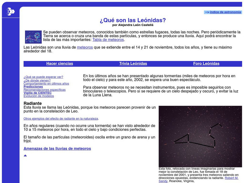 Cientec: Que Son Las Leonidas? Graphic Cientec: Que Son Las Leonidas? Graphic