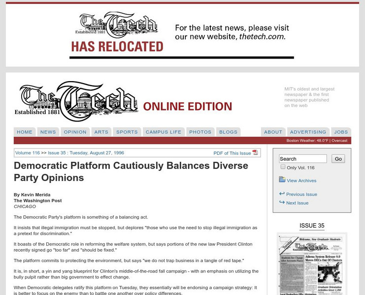 Mit: The Tech: Democratic Platform Cautiously Balances Diverse Party Opinions Article Mit: The Tech: Democratic Platform Cautiously Balances Diverse Party Opinions Article