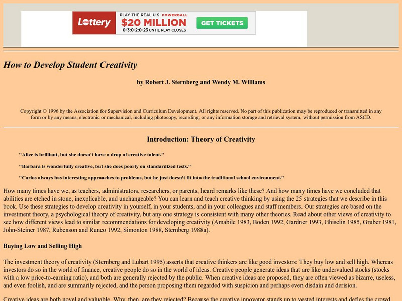 University of Chicago Libary: How to Develop Student Creativity Article University of Chicago Libary: How to Develop Student Creativity Article