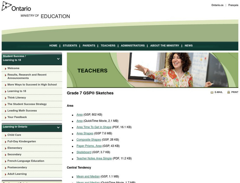 Ontario Ministry of Education: Grade 7 Gsp Sketches Lesson Plan