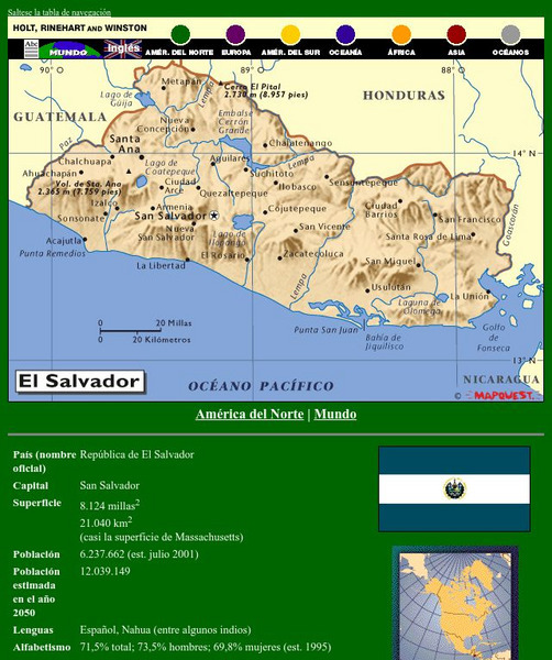 Holt, Rinehart and Winston: America Del Norte: El Salvador Graphic Holt, Rinehart and Winston: America Del Norte: El Salvador Graphic