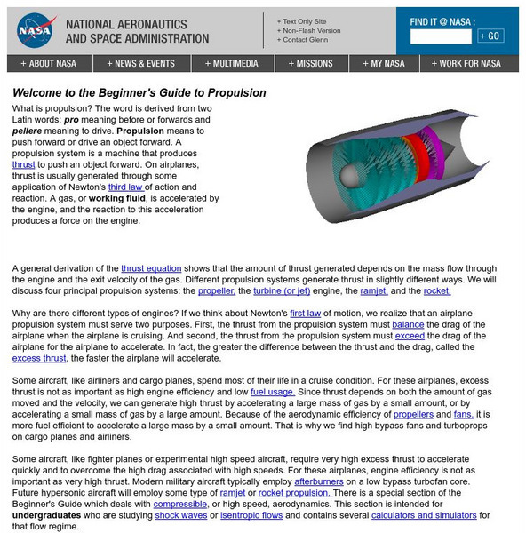 Nasa: Welcome to the Beginner's Guide to Propulsion Interactive Nasa: Welcome to the Beginner's Guide to Propulsion Interactive