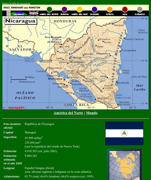 Holt, Rinehart and Winston: America Del Norte: Nicaragua Graphic Holt, Rinehart and Winston: America Del Norte: Nicaragua Graphic
