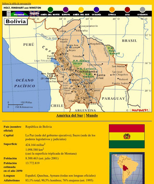 Holt, Rinehart and Winston: America Del Sur: Bolivia Graphic Holt, Rinehart and Winston: America Del Sur: Bolivia Graphic