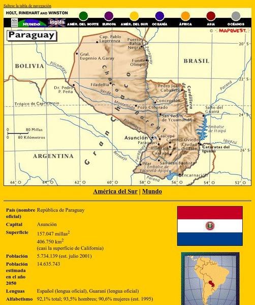 Holt, Rinehart and Winston: America Del Sur: Paraguay Graphic Holt, Rinehart and Winston: America Del Sur: Paraguay Graphic