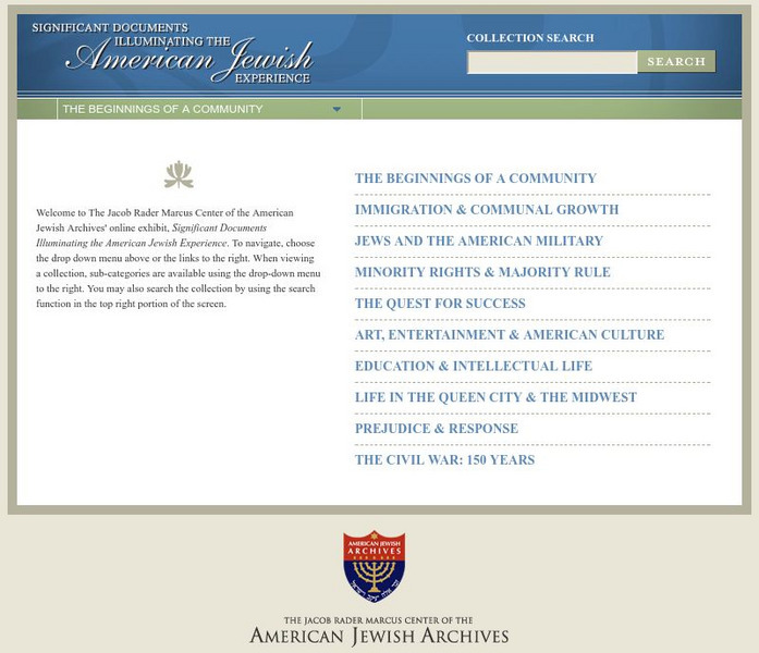 American Jewish Archives: 350 Years of American Jewry Graphic American Jewish Archives: 350 Years of American Jewry Graphic