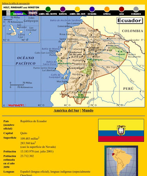 Holt, Rinehart and Winston: America Del Sur: Ecuador Graphic Holt, Rinehart and Winston: America Del Sur: Ecuador Graphic