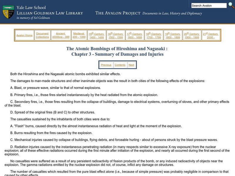 Summary of Damages and Injuries Handout Summary of Damages and Injuries Handout