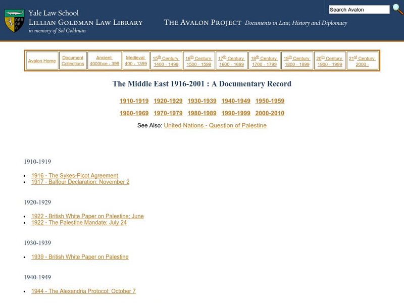 Avalon Project: Middle East 1916 2001: A Documentary Primary Avalon Project: Middle East 1916 2001: A Documentary Primary