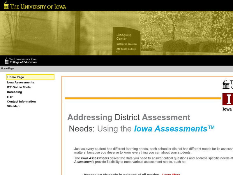 University of Iowa: Iowa Tests of Basic Skills Website University of Iowa: Iowa Tests of Basic Skills Website