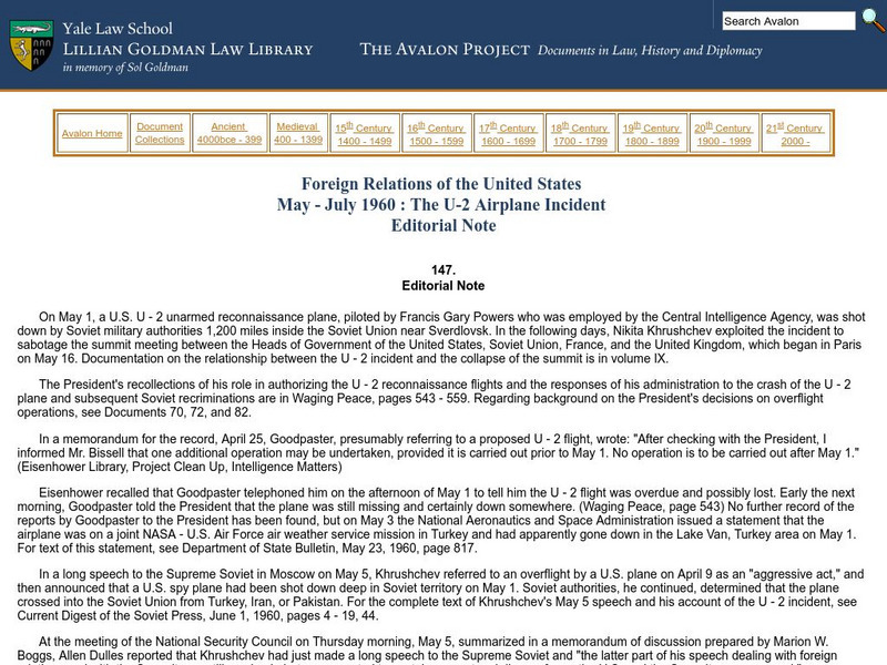The Avalon Project: The U 2 Airplane Incident Article The Avalon Project: The U 2 Airplane Incident Article
