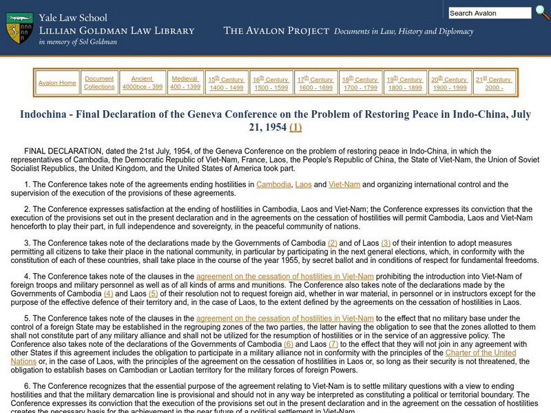 The Avalon Project: Indochine Final Declaration Primary