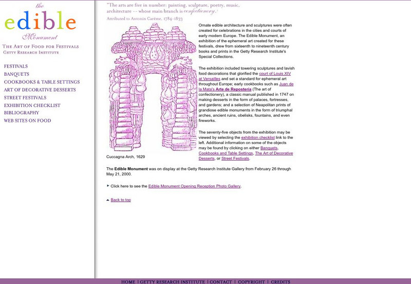 J. Paul Getty Museum: The Ediable Monument: Art of Food for Festivals Website J. Paul Getty Museum: The Ediable Monument: Art of Food for Festivals Website