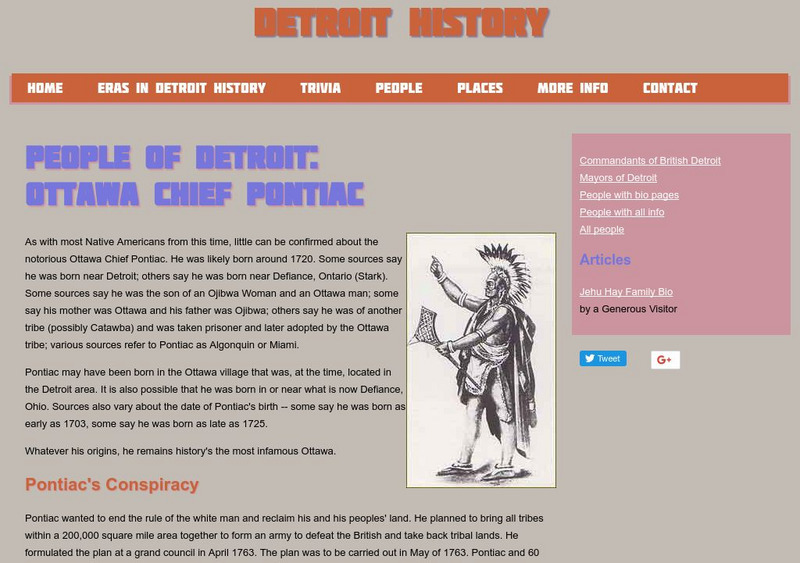 Ottawa Chief Pontiac Activity