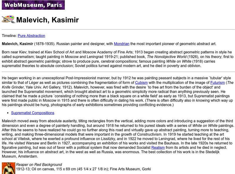 Ibiblio: Web Museum: Malevich Kasimir Handout