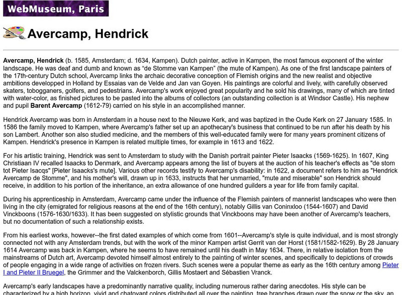 Ibiblio: Web Museum: Hendrick Avercamp Handout Ibiblio: Web Museum: Hendrick Avercamp Handout