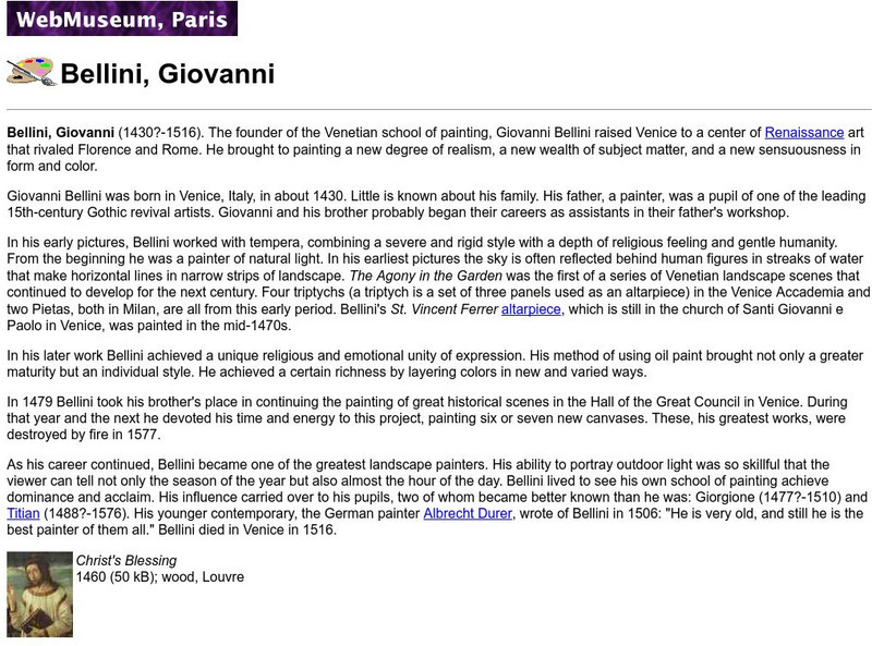 Ibiblio: Web Museum: Giovanni Bellini Handout Ibiblio: Web Museum: Giovanni Bellini Handout