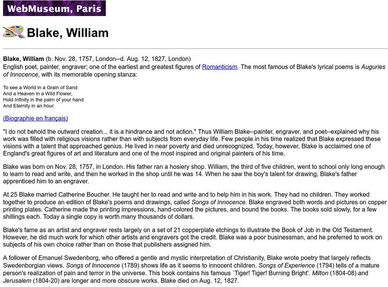Ibiblio: Web Museum: William Blake Website Ibiblio: Web Museum: William Blake Website