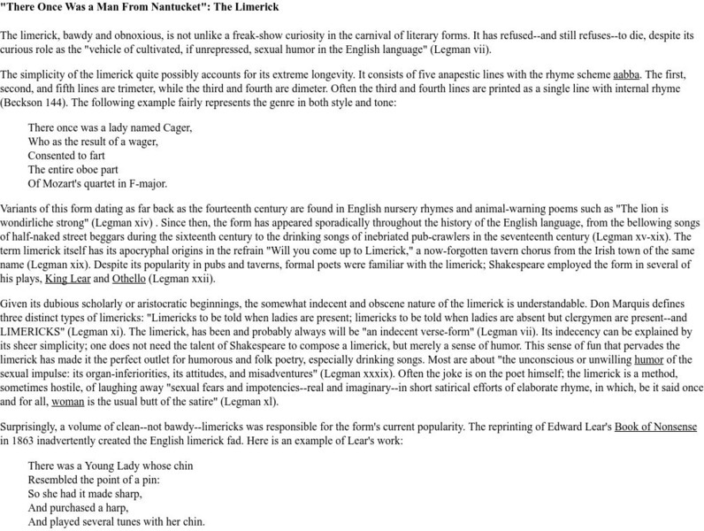 Emory University: The Limerick Handout Emory University: The Limerick Handout