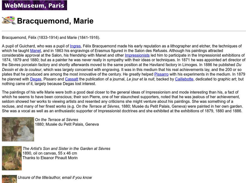 Ibiblio: Web Museum: Marie Bracquemond Handout Ibiblio: Web Museum: Marie Bracquemond Handout