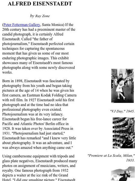Art Scene: Alfred Eisenstaedt Website Art Scene: Alfred Eisenstaedt Website
