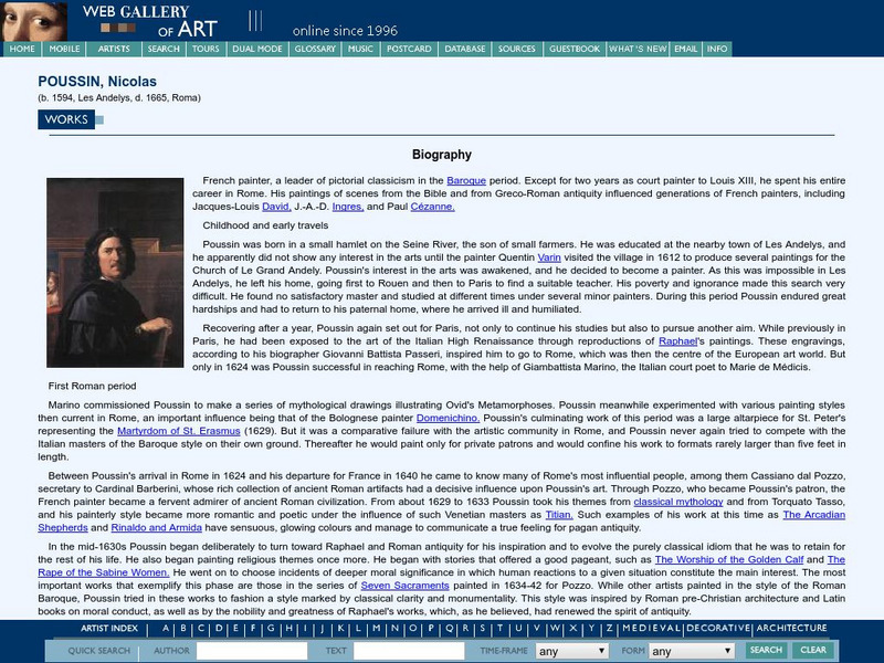 Web Gallery of Art: Nicolas Poussin Website
