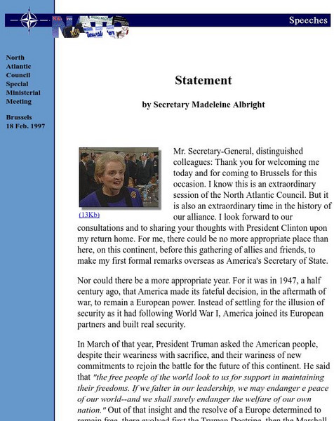 Nato: Us Mission to Nato by Secretary Albright Primary Nato: Us Mission to Nato by Secretary Albright Primary