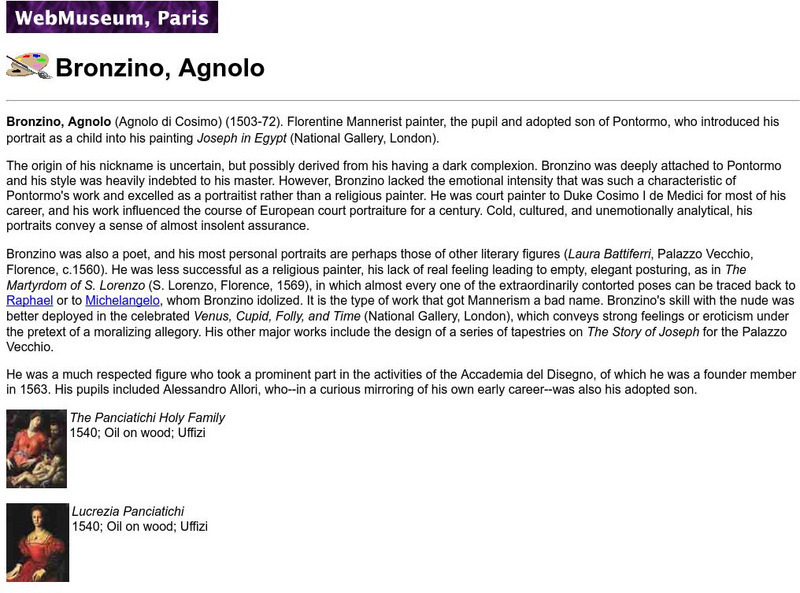Ibiblio: Web Museum: Bronzino Agnolo Handout Ibiblio: Web Museum: Bronzino Agnolo Handout