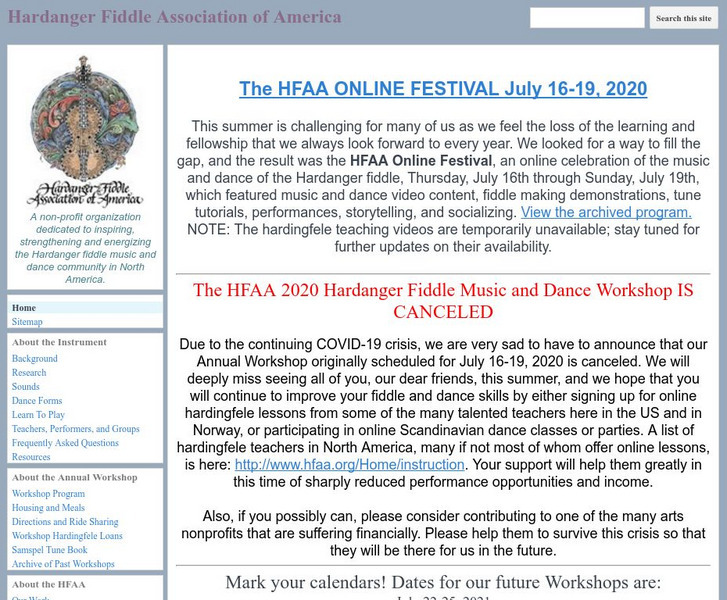Hardanger Fiddle Association of America Website