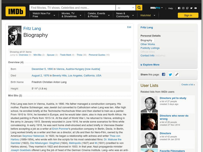 Im db.com: Fritz Lang Handout