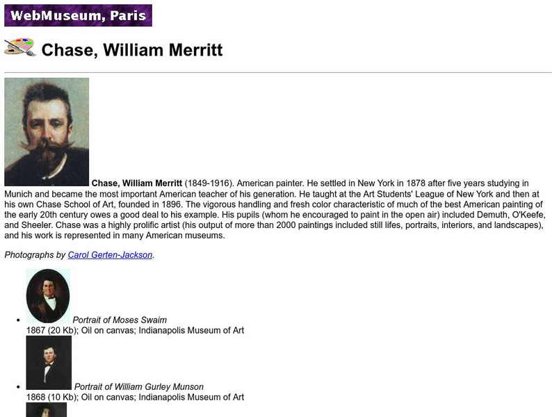 Ibiblio: Web Museum: William Merritt Chase Handout Ibiblio: Web Museum: William Merritt Chase Handout