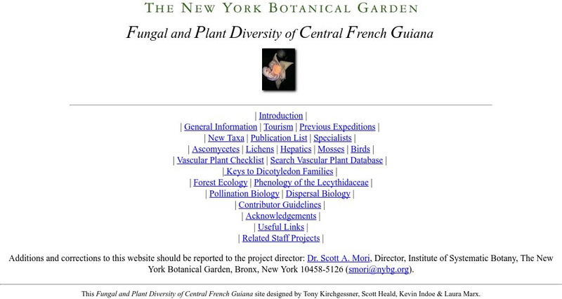 Ny Botanical Garden: Fungal and Plant Diversity Website Ny Botanical Garden: Fungal and Plant Diversity Website