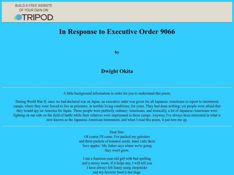 Okita: In Response to Executive Order 9066 Website Okita: In Response to Executive Order 9066 Website