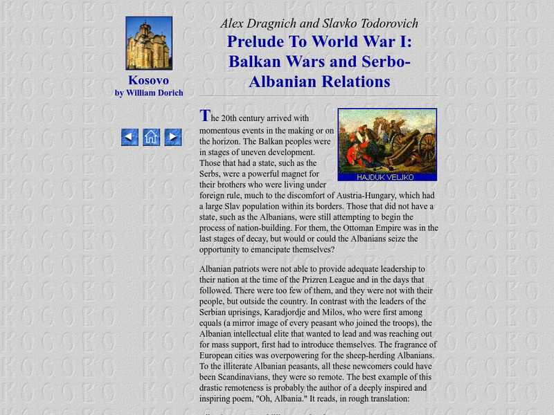 Kosovo: Prelude to World War I Handout Kosovo: Prelude to World War I Handout