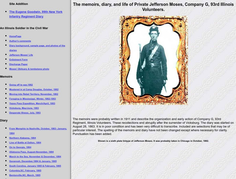 A Soldier's Diary: The Memoirs, Diary and Life of Private Jefferson Moses Website A Soldier's Diary: The Memoirs, Diary and Life of Private Jefferson Moses Website