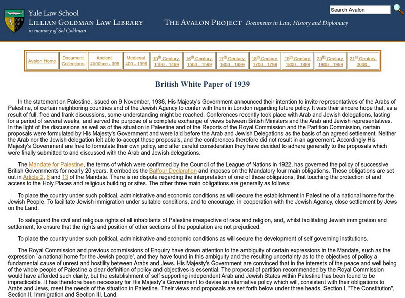 White Paper of 1939 Primary White Paper of 1939 Primary